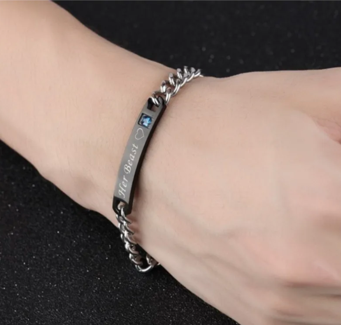 Couples Heart & Crown Bracelet