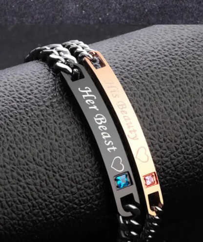 Couples Heart & Crown Bracelet