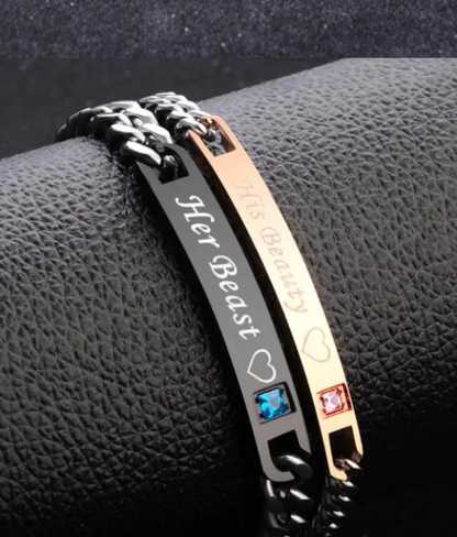 Couples Heart & Crown Bracelet