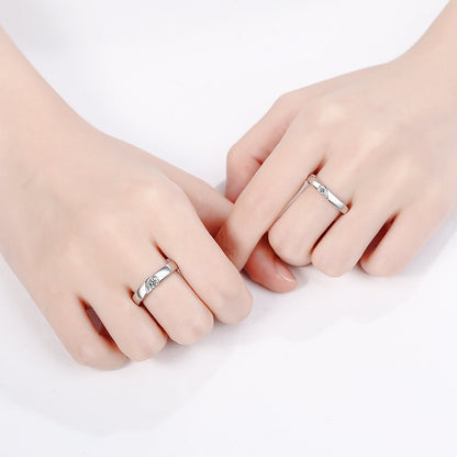 Elegant Zircon Heart Couples' Ring Set