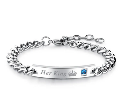 Couples Heart & Crown Bracelet
