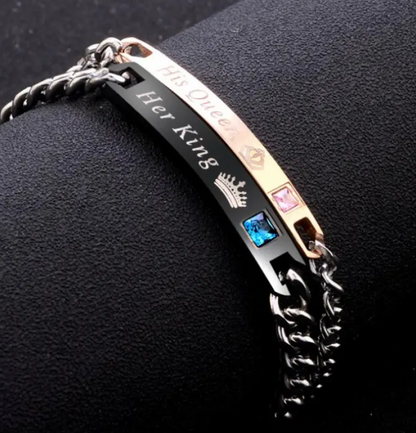 Couples Heart & Crown Bracelet