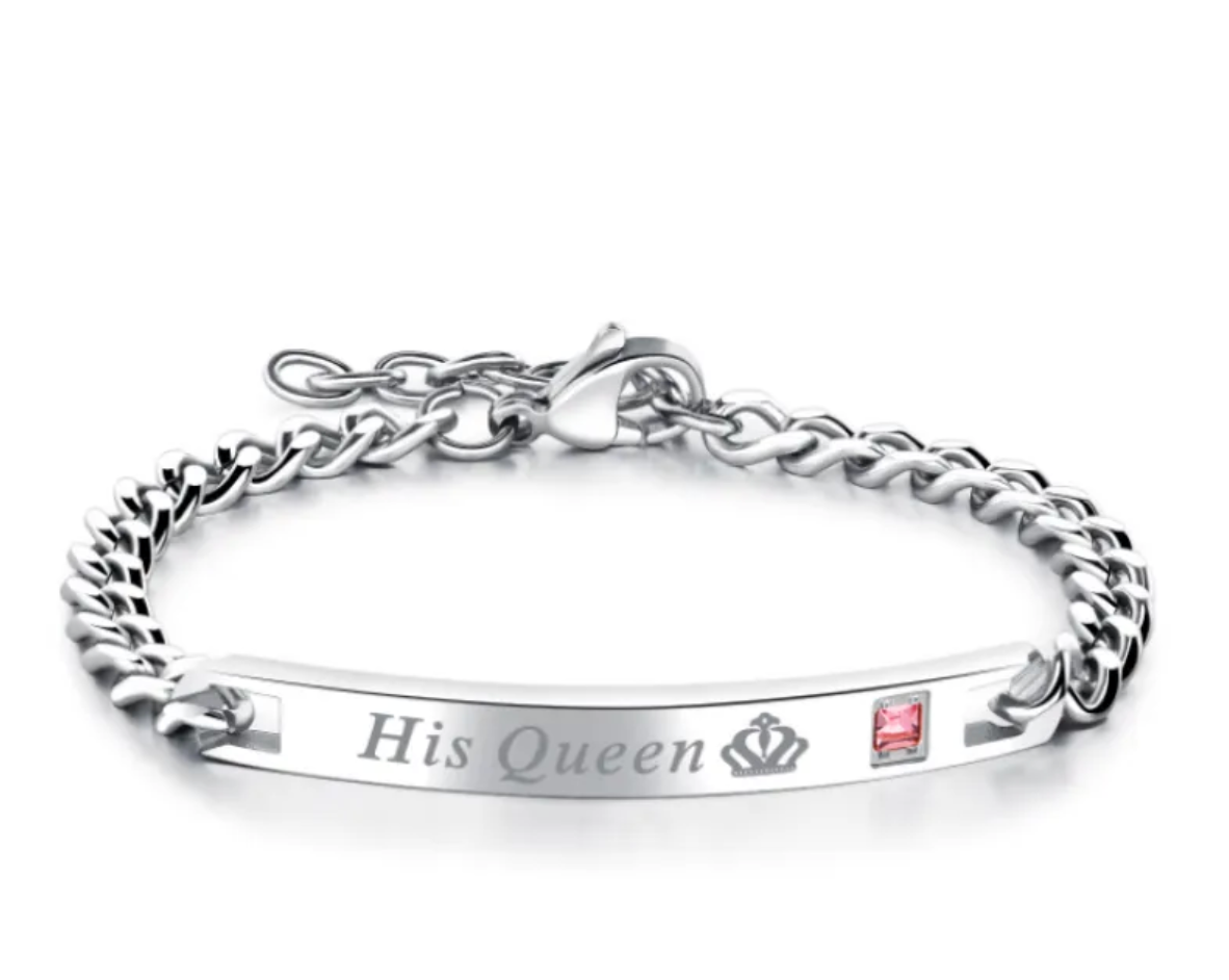 Couples Heart & Crown Bracelet