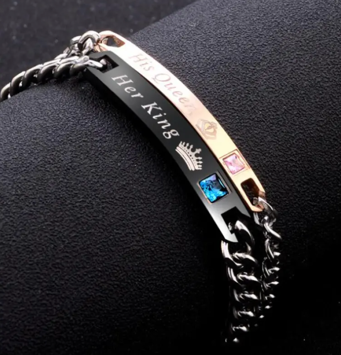 Couples Heart & Crown Bracelet