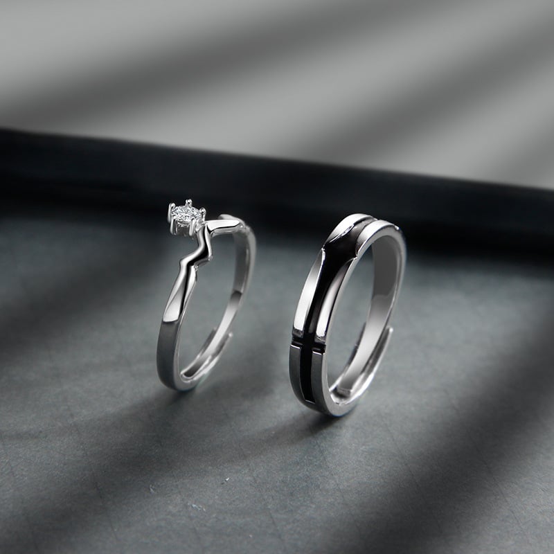 Sterling Silver Duo Rings for Couples